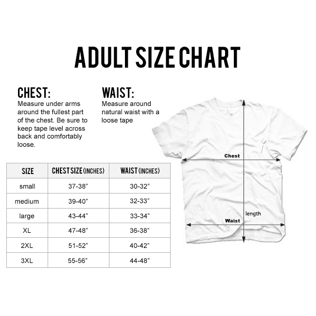 xxl t shirt size chart